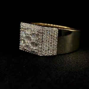 <b>Mens</b> Trendy Hip Hop Iced Out Yellow Gold with your Photos Full VS Lab Grown Diamond Hiphop Style <b>Ring</b> From Indian Manufacturer - Product Image 3