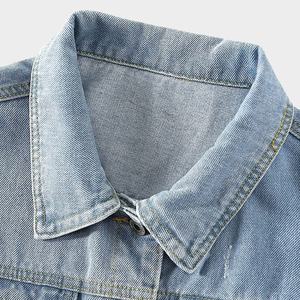 Custom Service Casual Fit Wear 100% Cotton <b>Blank</b> Jeans Denim Jackets for Men High Quality Heavy <b>Weight</b> <b>Blank</b> Design Denim Jacket - Product Image 3