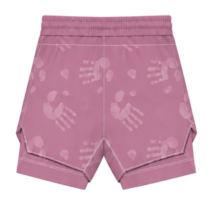Dusty Rose White <b>Swim</b> Set Sleeveless Racerback Tank <b>Top</b> with Matching Shorts Lightweight Quick Dry Training Performance Swimwear - Product Image 6