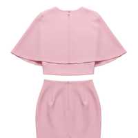Ensemble 3 pièces en tricot pour femmes Jack and Jill, jupe élégante rose avec haut cape, tenue formelle pour événements religieux, vêtements de boutique à la mode