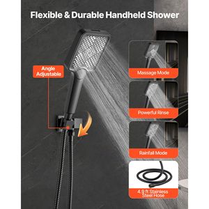 12 Inch Ceiling Mount Rainfall <b>Shower</b> System & 6 Inch Wall Mount Head 4 1 Handheld Spray Rotatable <b>Bath</b> & <b>Shower</b> Faucet <b>Set</b> - Product Image 4