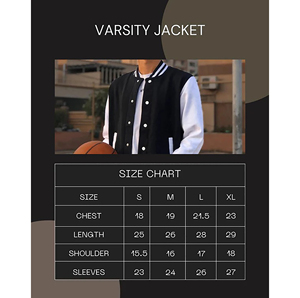Men's Black White Varsity Jacket Shell Polyester/Cotton Windproof Turn-down Collar Solid Casual Regular Fit Autumn Wear - Product Image 2