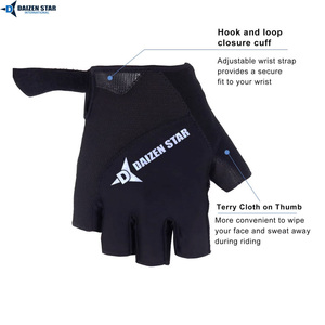 Gants mi-doigts Daizen Star noirs, longueur poignet, séchage rapide, sport, décontractés, printemps-été, coton/polyester/spandex, multifonctionnels - Product Image 4