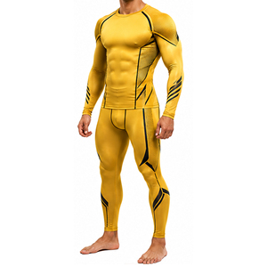 Ensemble de compression pour homme personnalisé, t-shirt à manches longues, ensemble ajusté, respirant, séchage rapide, extensible, vêtements de sport pour la course à pied et l'entraînement - Product Image 5