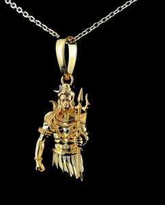 Pendentif Divin Mahadev Shiva avec Trishul et Damru en finition or de qualité supérieure – Bijoux spirituels hindous raffinés - Product Image 2