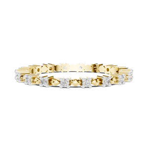 Bague éternelle entièrement sertie de diamants de laboratoire taille brillant ronds, en or jaune 14K 18K texturé, alliance de mariage, bijoux fins OEM pour femmes - Product Image 5