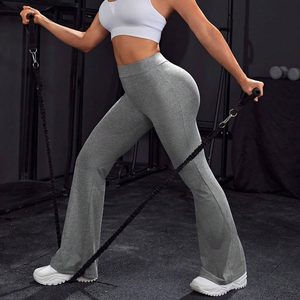 Leggings acampanados de cintura alta para mujer, pantalones de yoga elásticos de secado rápido con malla, efecto push-up y levantamiento de glúteos, ideales para el gimnasio y el entrenamiento. - Product Image 3