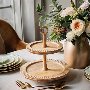 Wooden round 2 tier <b>cake</b> <b>stand</b> - Product Image 2