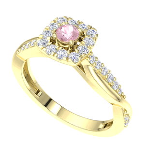 925 Sterling Silver Gold Plated <b>Pink</b> Morganite CZ Halo Ring Twisted Infinity Band Engagement Ring Fine Jewelry for Women - Product Image 4