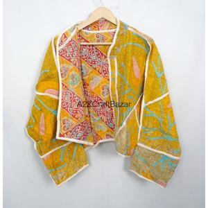 Wholesale Vintage Kantha Handmade Women 100% Cotton Quilted Boho <b>Jacket</b> for Women's and Girls All Season - Product Image 4