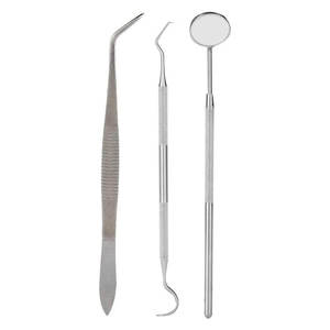 3-Piece Stainless Steel Manual Dental <b>Instrument</b> Kit Includes Teeth Scraper Mouth Mirror Probe Scaler By Grip Surgical - Product Image 1