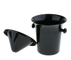 Black Plastic Ice <b>Bucket</b> <b>With</b> <b>Lid</b> Double Wall Round Minimalist Design For Party Use - Product Image 1
