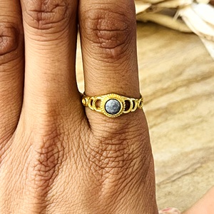 Bague Bohème en Laiton Plaqué Or 18 carats pour Femme, Motif Corail Bleu Tendance, Bijoux Gothiques Célestes Phases de Lune, Vente en Gros/OEM/ODM - Product Image 6