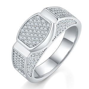 แหวนคู่รักแบบ Unisex AMBER JEWELS เงินแท้ 925 ประดับเพชรโมอิสซาไนต์ทรง Brilliant Cut ตัวเรือนชุบโรเดียม พร้อมใบรับรอง IGI - Product Image 4