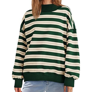 Women Mock Neck Sweatshirt Heavyweight Oversized <b>Drop</b> Shoulder Top - Product Image 4