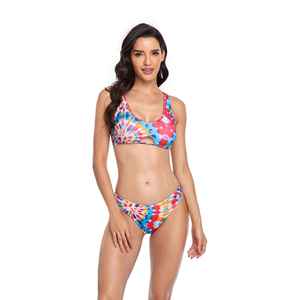 ชุดบิกินี่ผ้าคุณภาพพรีเมียม ไซส์ปกติ ชุดว่ายน้ำผู้หญิง เนื้อผ้ายืดหยุ่นสูง พิมพ์ลายทันสมัย ชุดชายหาด 2 ชิ้น - Product Image 1