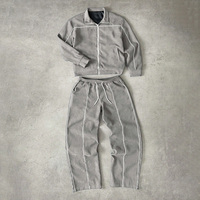 Traje de chándal personalizado de invierno con lavado ácido, pedrería, ecológico, estilo urbano, ligero, con capucha, cortavientos, totalmente estampado