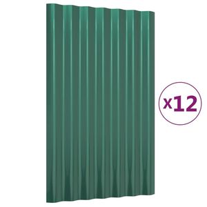 12-Piece Powder-Coated Steel Roof <b>Panels</b> Green 23.6\"x14.2\" <b>for</b> <b>Sheds</b> & Storage - Product Image 2