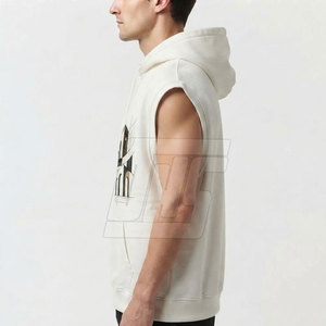 Oversized Men <b>Sleeveless</b> <b>Hoodies</b> Cotton Hooded Pullover Casual Gym Workout Athletic Streetwear Clothing Breathable Performance - Product Image 5