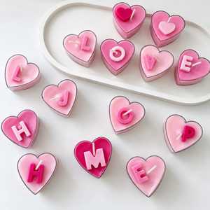 Heart Shaped <b>Alphabet</b> Scented Tealight <b>Candles</b> Personalized Letter Wax <b>Candle</b> Pink Romantic Valentine's Day Decorative Mini - Product Image 6