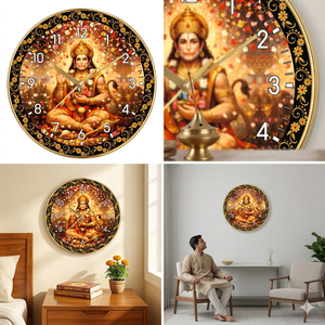 Horloge murale Lord Hanuman, décoration de méditation, produit promotionnel pour le bureau, le salon, le temple, cadeau de Noël et du Nouvel An - Product Image 2