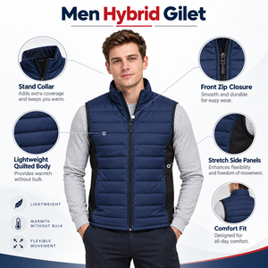 Chaleco Híbrido para Hombre para Actividades al Aire Libre, Ofrece Protección Ligera, Movimiento Cómodo y Estilo Práctico para Senderismo, Viajes y Ocio - Product Image 6
