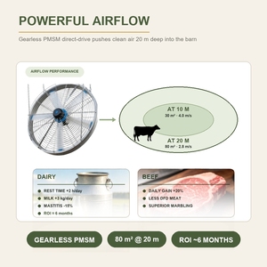 Ventilateur de circulation d'air suspendu de qualité agricole pour enclos d'élevage en plein air – Refroidissement efficace pour les grands bétaillements de bovins de finition - Product Image 6