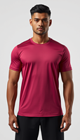 T-shirt décontracté pour homme en jersey 100% coton 220 GSM, col rond, manches courtes, rose uni, vêtements de sport |   Logo avant |   Vêtements de sport à séchage rapide