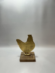 Figura de Gallo de Aluminio Dorado sobre Base de Madera, Estatua de Pollo de Metal, Adorno Rústico para Mesa de Estilo Campestre, Decoración para el Hogar y Escritorio - Product Image 2