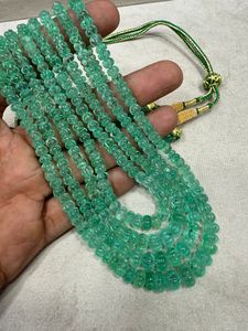 AAA Quality Colombian Emerald Melon Shape Necklace 5-8mm Natural <b>Gemstone</b> Necklace At Wholesale Price - Product Image 2
