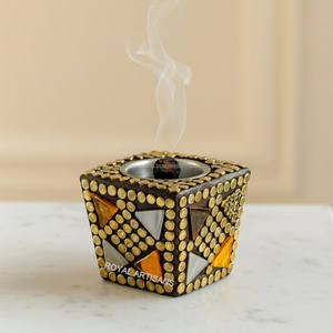 Luxury Wooden <b>Bakhoor</b> Burner with Brass Inlay and Mother of Pearl Design Arabic <b>Oud</b> Incense Holder Ramadan Eid Gift - Product Image 3