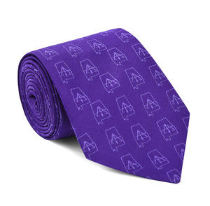 Corbata Masónica Premium de Poliéster Morado con Estampado Floral Clásico, Emblema Personalizado, Corbata Formal de Regalia - Product Image 1