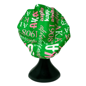 Gorro de Satén Reversible Verde, Rosa y Negro con Estampado 1908, Gorro de Dormir Suave para Mujer, Cuidado del Cabello y Protección Nocturna - Product Image 3