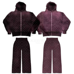 Mens <b>Rhinestone</b> Tracksuit Luxury Bling Hoodie and Jogger Set Cotton Fleece Oversized Fit Streetwear Winter Breathable Impex - Product Image 3