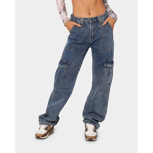 กางเกงยีนส์คาร์โก้เอวสูงทรงหลวมสำหรับผู้หญิง ล้างสีสไตล์วินเทจ เหมาะสำหรับใส่ในฤดูใบไม้ร่วง - Product Image 5
