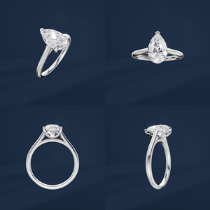 Anillo de Compromiso de Platino PT950 para Mujer con Diamante de Corte Brillante en Forma de Pera y Diamantes Laterales, Color D, Certificado IGI, Estilo Clásico - Product Image 6