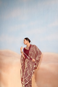 Sari Tradicional Indio de Seda Satinada con Estampado Digital para Uso Diario y Eventos Festivos, Atuendo Elegante para Mujer - Product Image 4