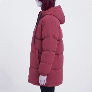 Chaqueta Acolchada Larga con Capucha para Mujer, Color Sólido, Abrigo Cálido de Invierno, Manga Larga, Relleno de Poliéster - Product Image 2