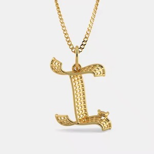 Designer gold diamond I pendant for women fine jewelry for wedding anniversary gift with modern style and elegant shine - Product Image 3