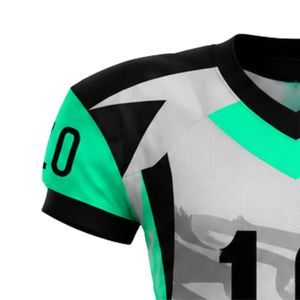 Maillot de football américain bleu sarcelle et noir à manches courtes, léger, pour le sport scolaire, les clubs et les jours de match - Product Image 5