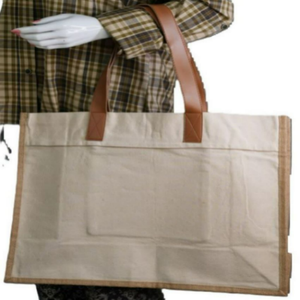 Sac fourre-tout en coton biologique 100% avec logo imprimé personnalisé, fermeture à glissière, options multi-motifs, doublure en toile écologique pour les voyages - Product Image 1