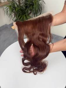Cabello Humano Virgen Vietnamita con Ondas Suaves y Encaje Frontal HD, Pre-Desplumado, Color Castaño Rojizo, Venta al por Mayor - Product Image 3