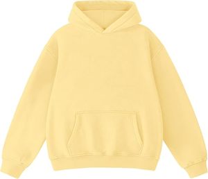 Sweat-shirt à capuche unisexe jaune, surdimensionné, en coton French Terry, décontracté, avec poche kangourou, pour l'automne - Product Image 1