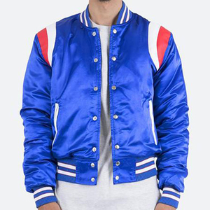 Chaqueta Bomber de Satén para Hombre con Bordado Deportivo y Detalle de Parche Frontal, Largo Regular, Venta al por Mayor - Product Image 3