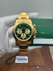 Reloj Cronógrafo Dorado de 40 mm, Automático, Esfera Verde, Subesferas Color Champán, Bisel con Tacómetro de Cerámica para Brazalete, Movimiento ETA, Estilo Hip Hop - Product Image 2