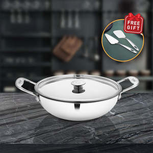 Kadhai en acier inoxydable épais avec couvercle en acier inoxydable Platinum Premium Cookware - Product Image 2