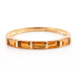 18K Gold <b>Citrine</b> Baguette Birthstone <b>Ring</b> with Bezel Setting - Product Image 1