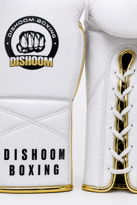 Gants de boxe Dishoom en cuir blanc 10oz à lacets, respirants, légers, emballage individuel, équipement d'entraînement pour adultes - Product Image 5
