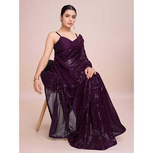Designer Saree par Fabzonefabindia pour les fêtes et les clubs avec des travaux de séquence - Product Image 1