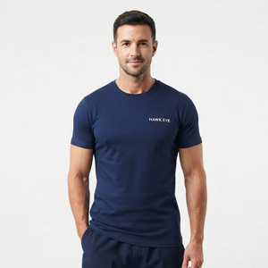 T-shirt Homme Luxe Qualité Supérieure Coupe Slim Tendance Bleu Marine Ajusté Personnalisé Nouveau Design Col Rond Vente en Gros - Product Image 4